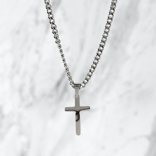 Stainless steel necklace with cross pendant